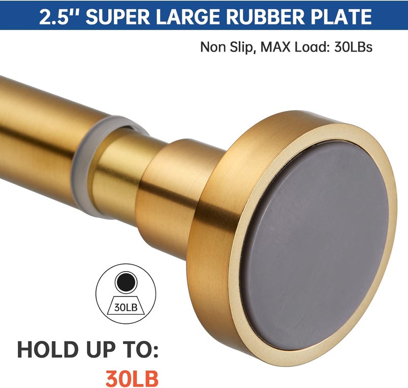 eboatop Shower Curtain Rod Tension- No Drill Non-Slip Spring Tension Shower Rod for Window or Bathroom, 43-73 inches Metal Steel, Gold - Image 4